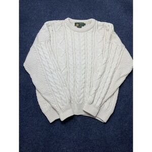 Peregrine Sweater Mens XL‎ White Wool Cable Knit Crewneck Pullover England